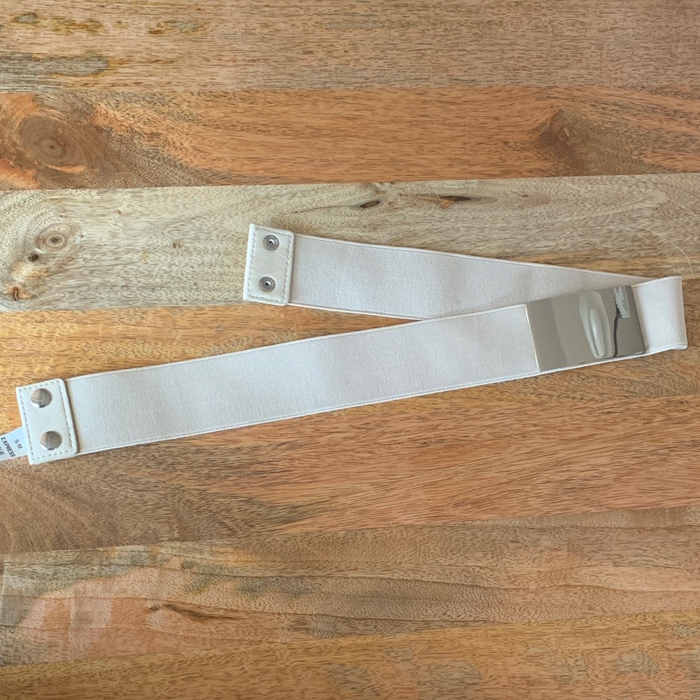 Express wide elastic belt cream metal S/M